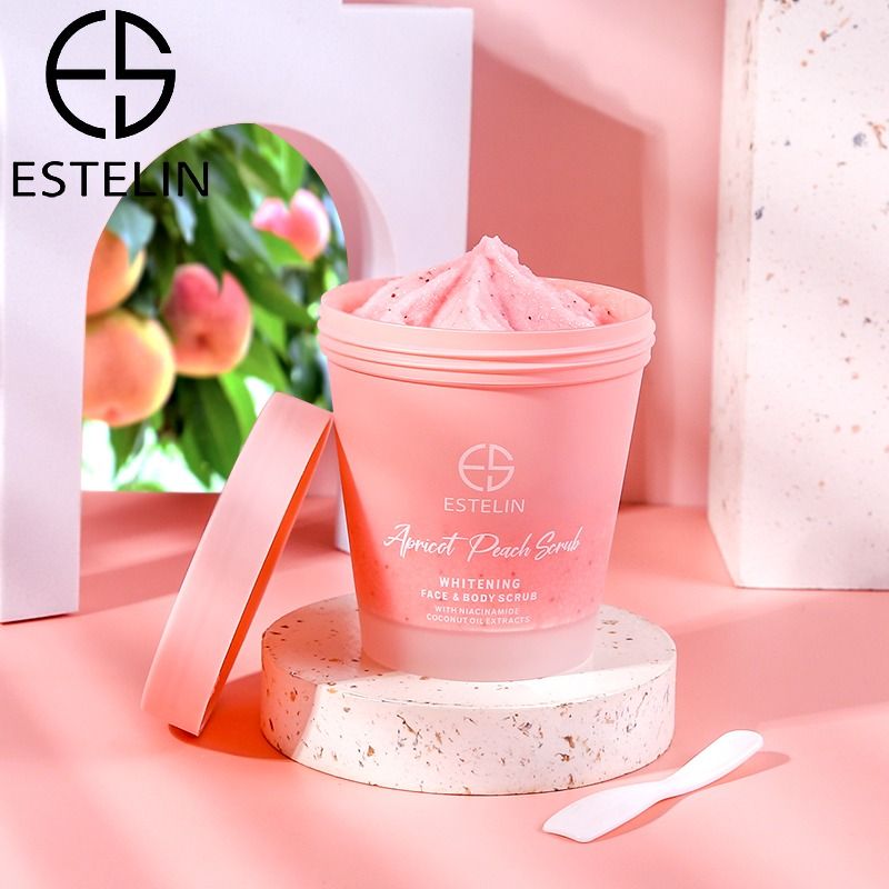ESTELIN Limpieza Profunda Suavizante Exfoliante Blanqueador Albaricoque Melocotón Cara Exfoliante Corporal 280g