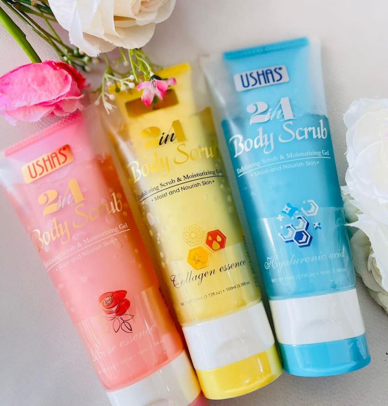 💗 ushas 2 en 1 Exfoliación Corporal – esencia de rosas 💗
