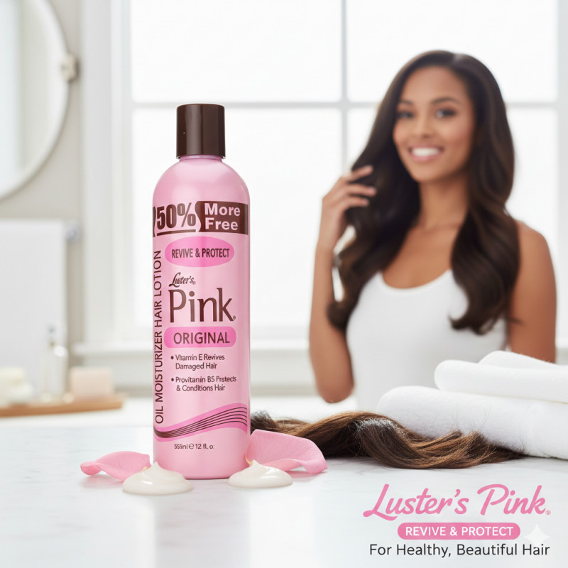 Lusters Pink Loción Hidratante para el Cabello con Aceite Protección Pink, Tamaño Extra, 12 Oz, Paquete de 2
