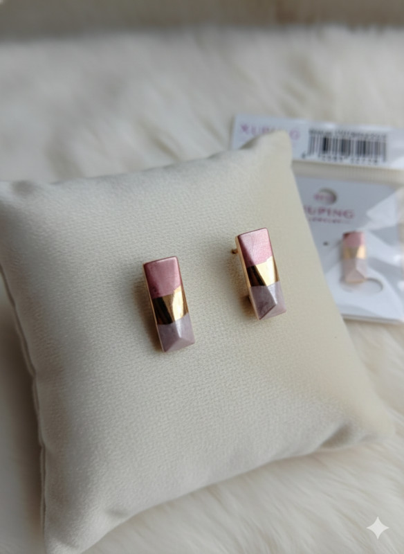 Aretes "Modern Geometric" (Rosa y Mármol)